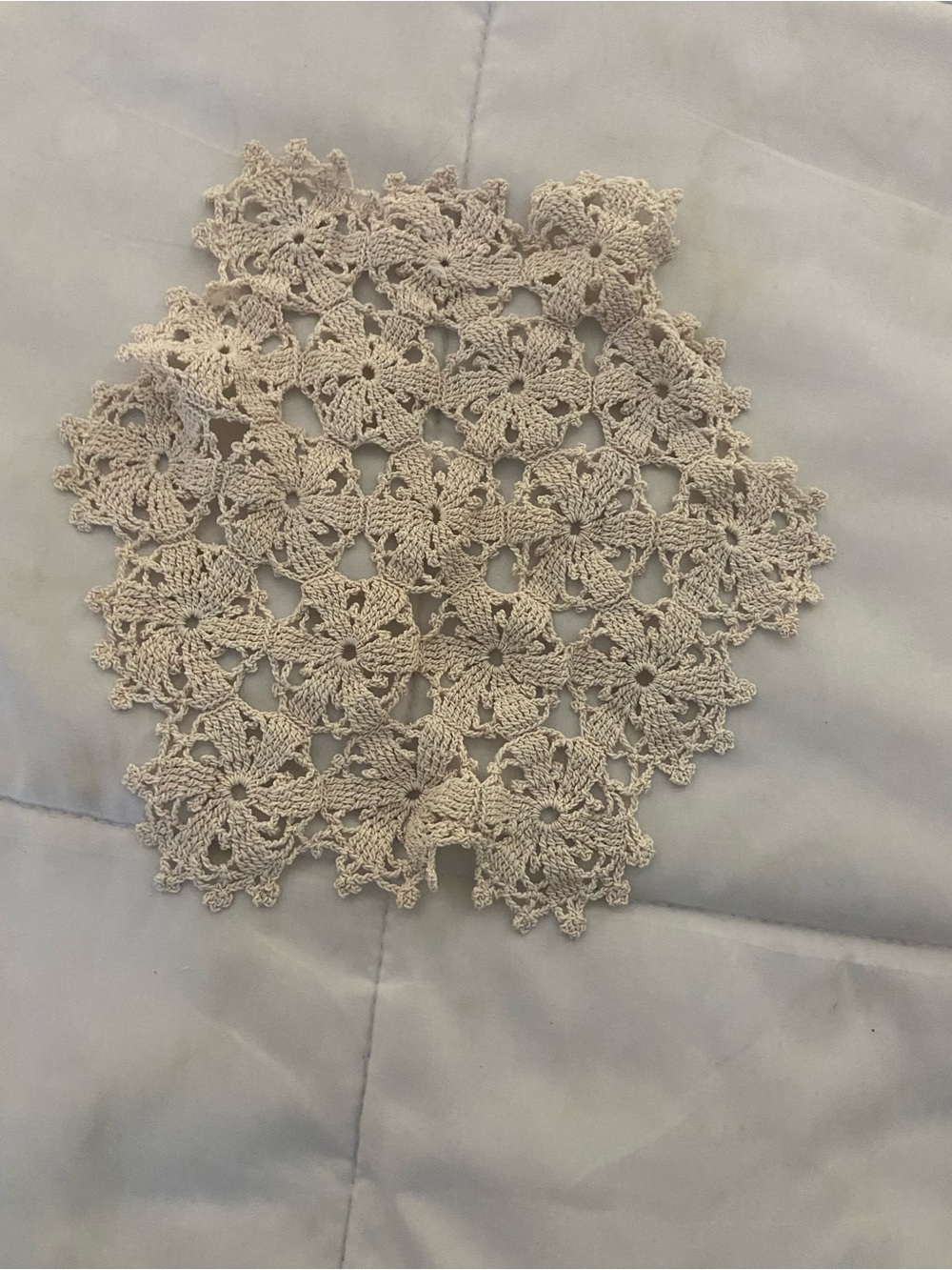 Handmade Crochet Floral Doily - Cream